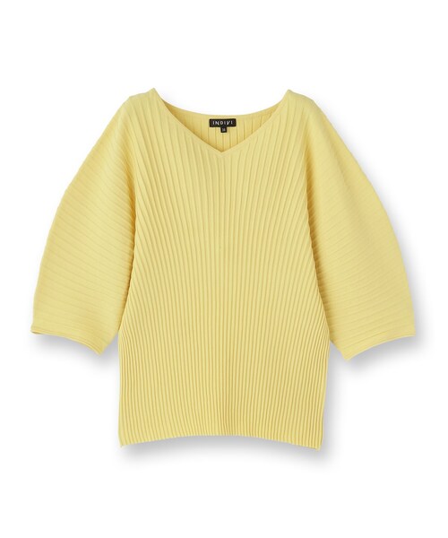 tシャツ 「二の腕カバー／スタイルアップ」ドライタッチストレッチニット レディースの画像