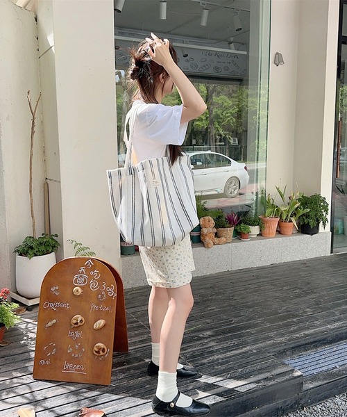 IRADOWL（アイラドール） トートバッグ キャンバス地ストライプ柄台形