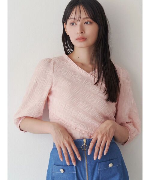 TONAL（トーナル） ブラウス シャツ 半袖 スモッキングJQアシメ 