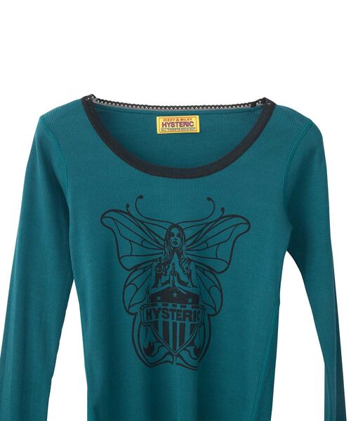 HYSTERIC GLAMOUR LEVITATED GIRL ロンT グリーン HYSTERIC GLAMOUR（ヒステリックグラマー） tシャツ LEVITATED GIRL