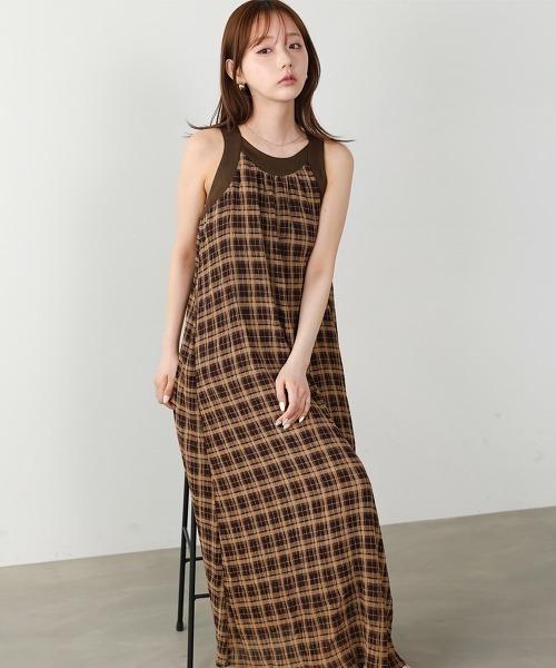 BAB（バブ） ワンピース 「S・Mサイズ展開」チェックアメスリフレア