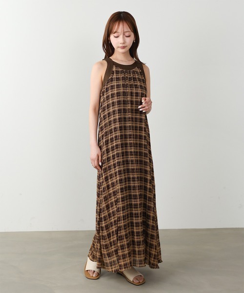 BAB（バブ） ワンピース 「S・Mサイズ展開」チェックアメスリフレア
