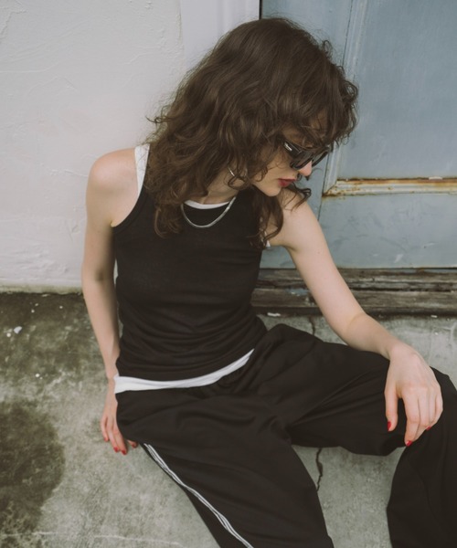 HANNE タンクトップ ノースリーブ 2PACKシアーリブタンクトップ 