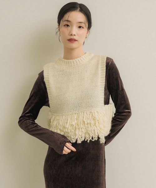 NEUNA（ヌナ） ニット セーター フリンジニットベスト レディース