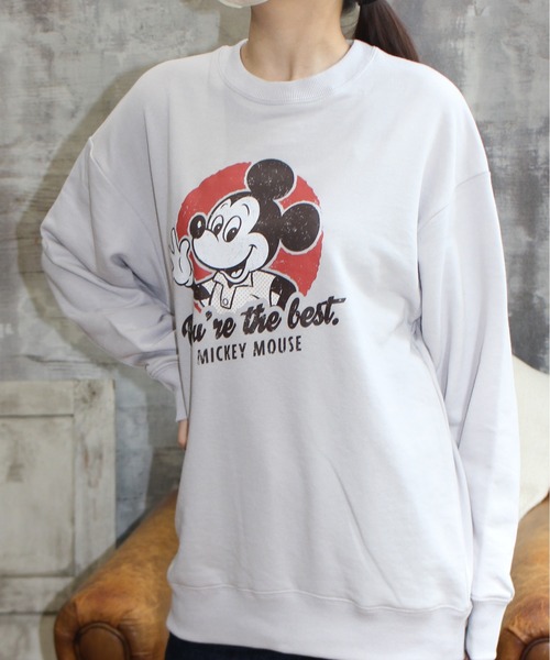 値下げ　ミッキーマウス プリント スウェット グレー SHIPS any別注】GOOD ROCK SPEED/ミッキーマウス/プリント