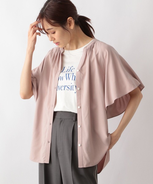 「GLOBAL WORK」 半袖ブラウス LARGE オフホワイト レディース_画像9