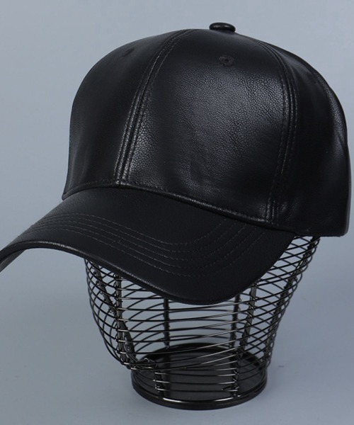 LETee キャップ 帽子 フェイクレザー シンプルCAP レディース