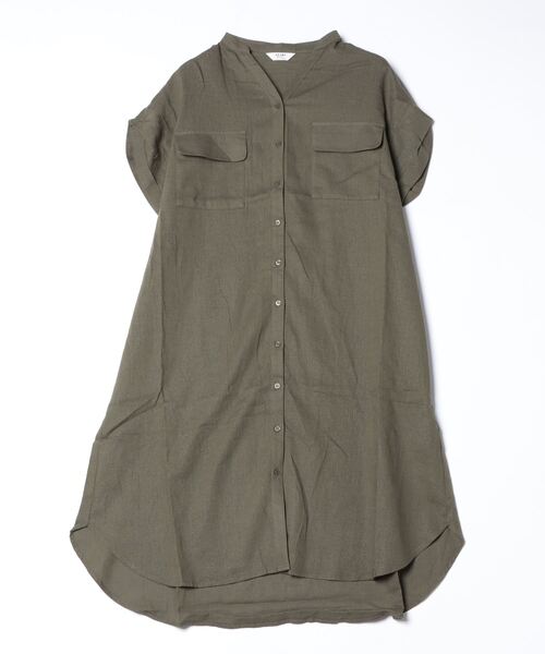 「BEAMS HEART」 半袖ワンピース FREE オリーブ レディース_画像2