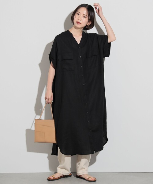 「BEAMS HEART」 半袖ワンピース FREE オリーブ レディース_画像5