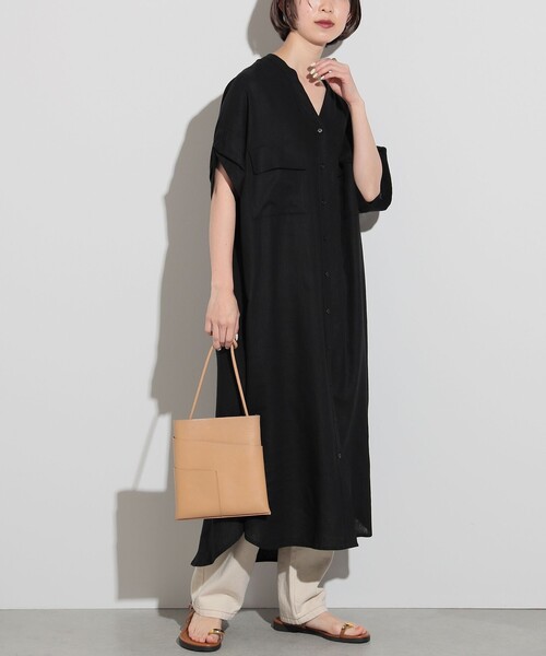 「BEAMS HEART」 半袖ワンピース FREE オリーブ レディース_画像7