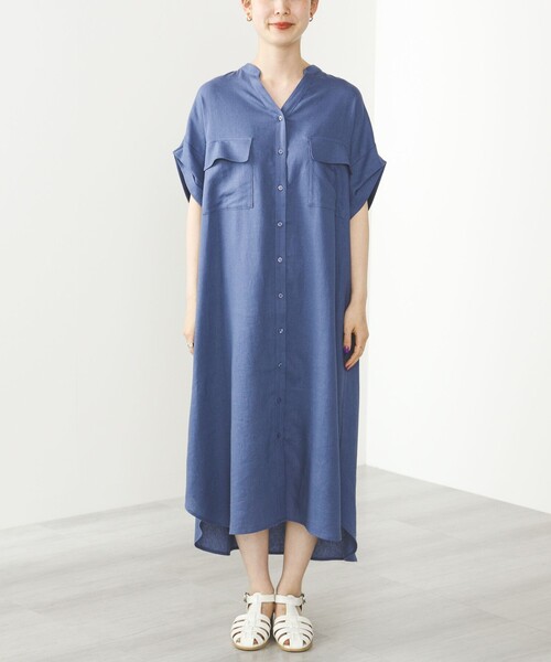 「BEAMS HEART」 半袖ワンピース FREE オリーブ レディース_画像8