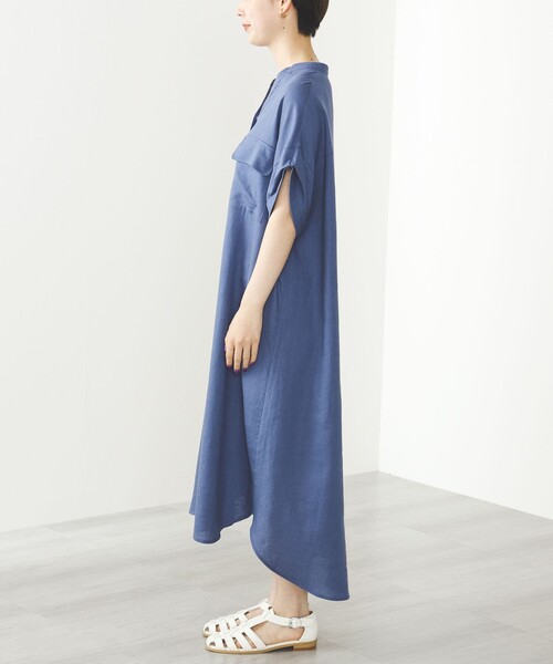 「BEAMS HEART」 半袖ワンピース FREE オリーブ レディース_画像9