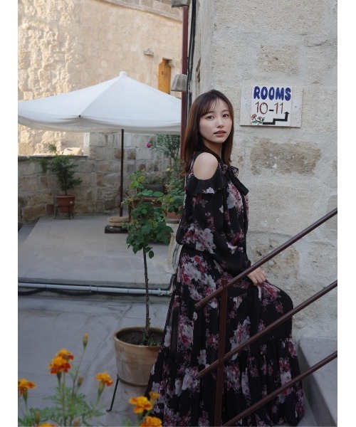 Her lip to ブラウス シャツ Isaline Bow-Tie Floral Blouse