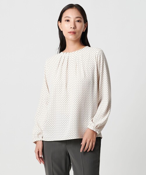 A DAY IN THE LIFE ブラウス シャツ ジョーゼット タックブラウス 9分