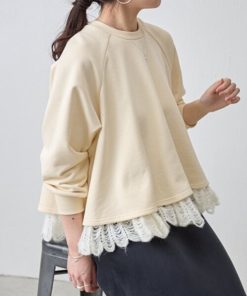 BEARDSLEY（ビアズリー） tシャツ 裾タムレースカットソー レディース