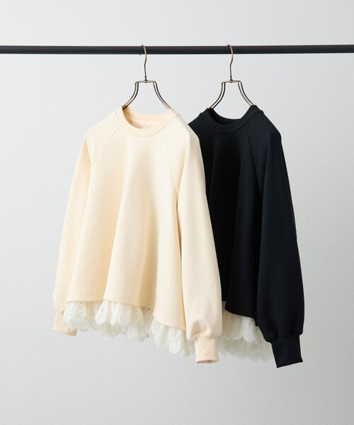 ☆美品☆【BEARDSLEY】裾レース切替カットソー　シャツ　白 BEARDSLEY（ビアズリー） tシャツ 裾レースカットソー レディース