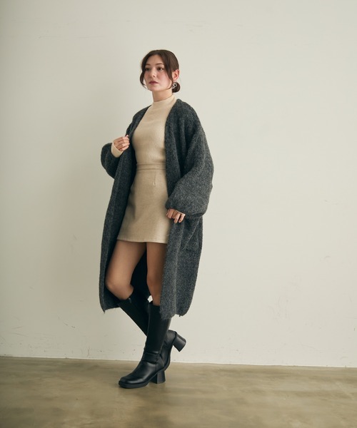 ノーカラーコート コート ロングニットカーディガン レディース | Lunea | 20