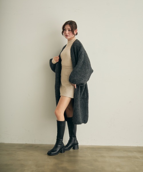 ノーカラーコート コート ロングニットカーディガン レディース | Lunea | 21
