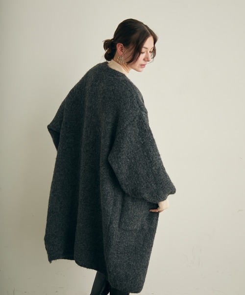 ノーカラーコート コート ロングニットカーディガン レディース | Lunea | 10