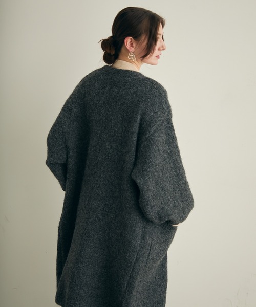 ノーカラーコート コート ロングニットカーディガン レディース | Lunea | 11