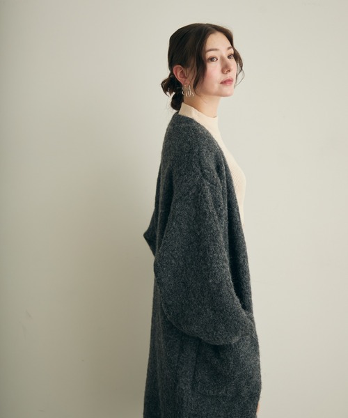 ノーカラーコート コート ロングニットカーディガン レディース | Lunea | 12