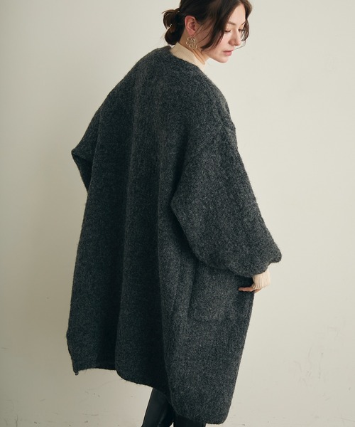 ノーカラーコート コート ロングニットカーディガン レディース | Lunea | 04