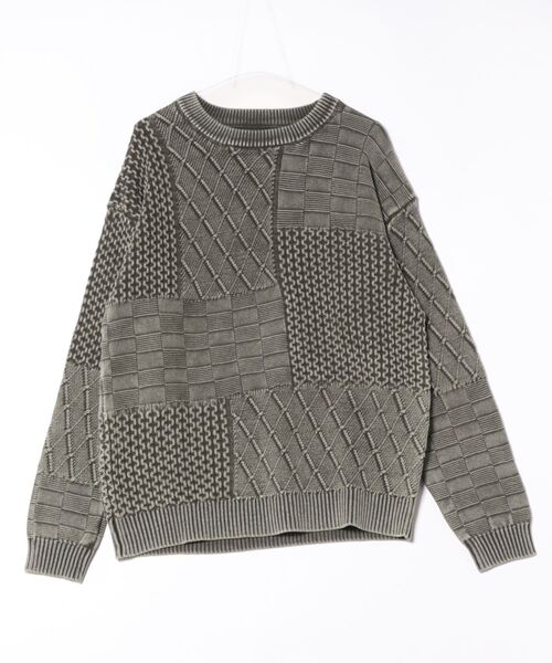 ROUGH TRADE セーター ニット ストーンウォッシュ加工 パッチワーク風