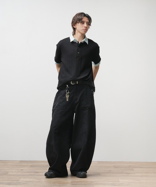 「Adoon plain」 半袖Tシャツ MEDIUM ブラック メンズ_画像5