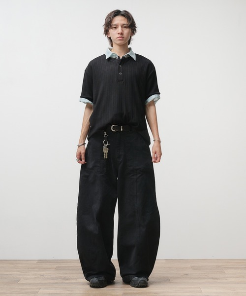 「Adoon plain」 半袖Tシャツ MEDIUM ブラック メンズ_画像6