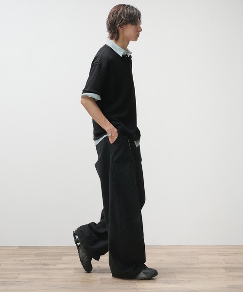 「Adoon plain」 半袖Tシャツ MEDIUM ブラック メンズ_画像7