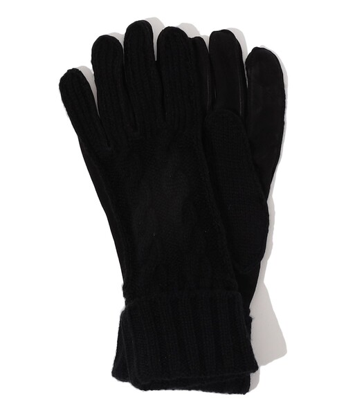 手袋 MAZZOLENI カシミヤニット×ラムスキンヌバックコンビグローブ メンズの画像
