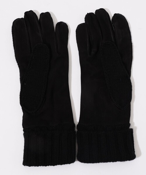 手袋 MAZZOLENI カシミヤニット×ラムスキンヌバックコンビグローブ メンズの画像