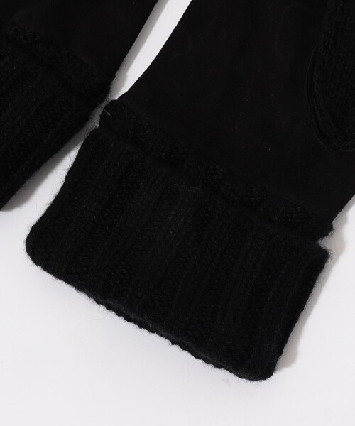 手袋 MAZZOLENI カシミヤニット×ラムスキンヌバックコンビグローブ メンズの画像