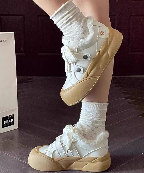 GEMEDA スニーカー 「秋冬新作」もこもこ裏ボアスニーカー レディース