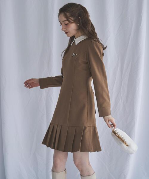 SWINGLE（スウィングル） ワンピース ホワイトカラープリーツミニ