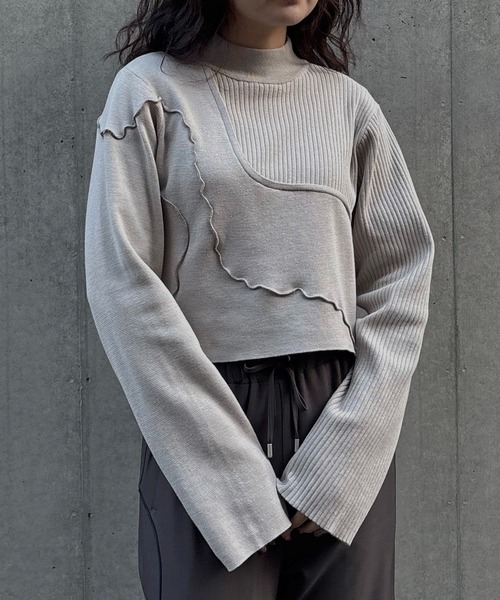 &g'aime（アンジェム） ニット セーター 」メロー配色ショートニット