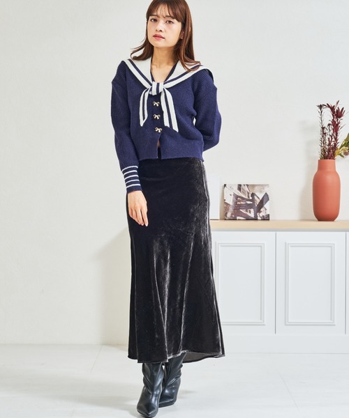 黒　ロングスカート　mishrea MISCH MASCH（ミッシュマッシュ） スカート ZOZO限定 ベロアロング