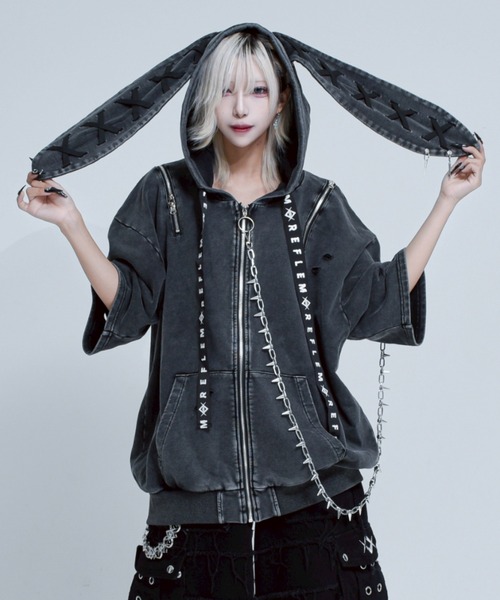 REFLEM グレー フード付きパーカー REFLEM（レフレム） ジップアップパーカー FREE グレー レディース