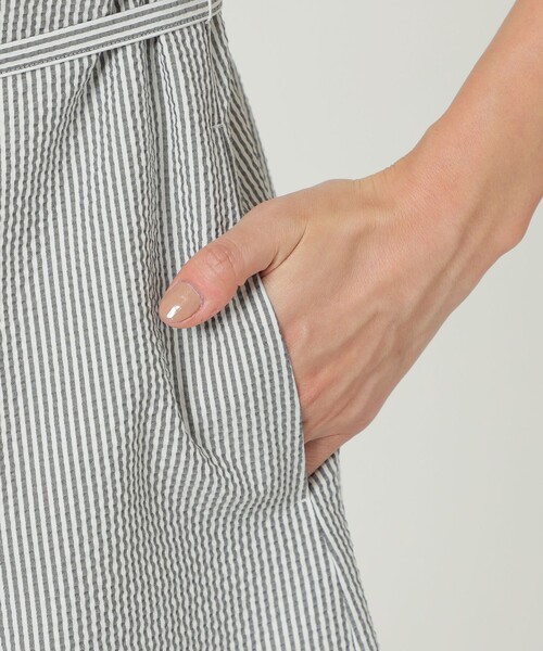 「TRANS WORK」 半袖ワンピース 44 ネイビー レディース_画像8