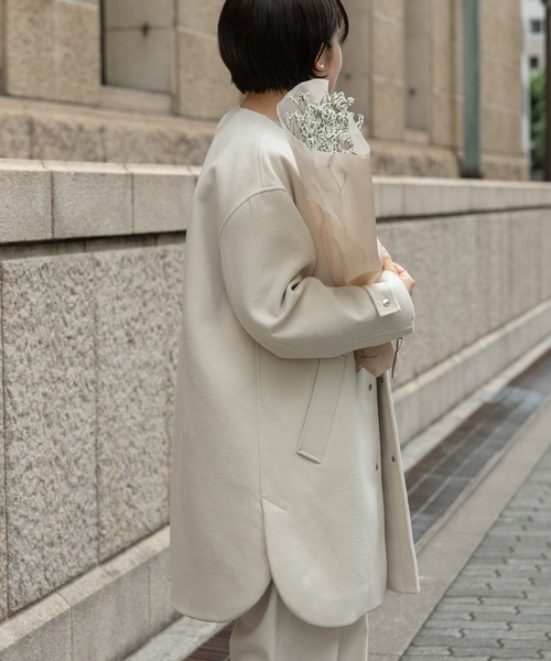 「FORK&SPOON」 ノーカラーコート 1 ブラック レディース_画像2