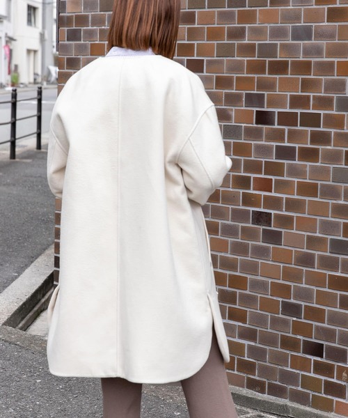 「FORK&SPOON」 ノーカラーコート 1 ブラック レディース_画像9