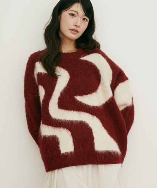 超美品✨マークアンドロナ　可愛いセーター セール】アンゴラMIXノルディックプルオーバー（ニット/セーター