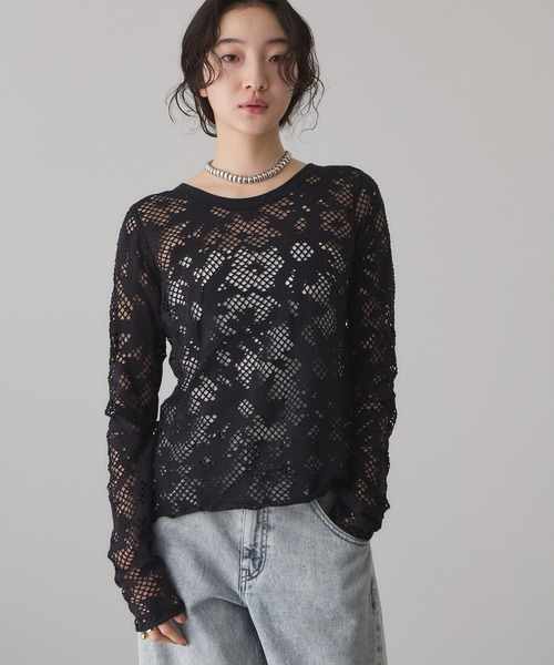 ADAM ET ROPE'（アダムエロペ） tシャツ 2WAYホールジャガードトップス