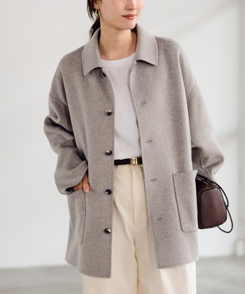 【美品】プラージュ ハミルトンミドルコート ダブルフェイス 女優襟 アイボリー plage ハミルトンダブルミディコート - メルカリ