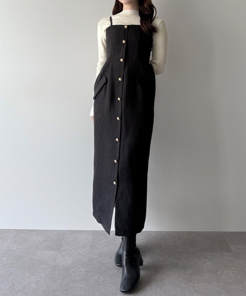 「mipiarl」 キャミソールワンピース MEDIUM チャコール レディース_画像2
