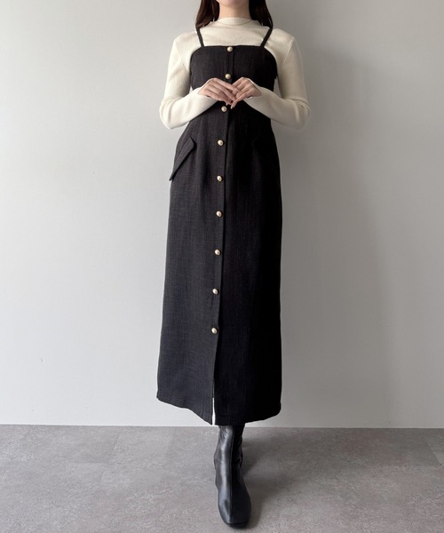 「mipiarl」 キャミソールワンピース MEDIUM チャコール レディース_画像3