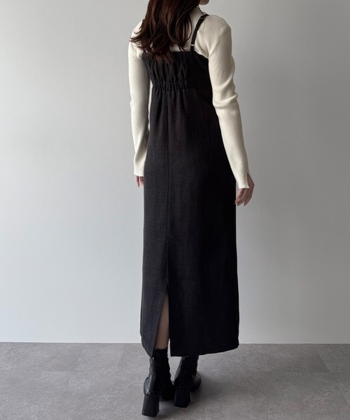 「mipiarl」 キャミソールワンピース MEDIUM チャコール レディース_画像4