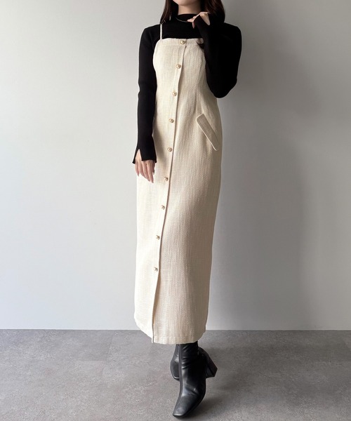 「mipiarl」 キャミソールワンピース MEDIUM チャコール レディース_画像6