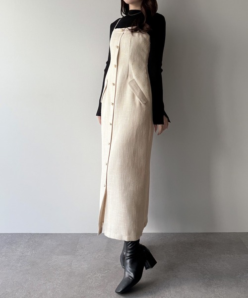 「mipiarl」 キャミソールワンピース MEDIUM チャコール レディース_画像7