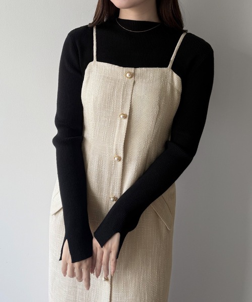 「mipiarl」 キャミソールワンピース MEDIUM チャコール レディース_画像8